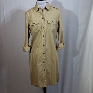 NWOT Polo Jeans Tan Button Down Shirt Dress Small